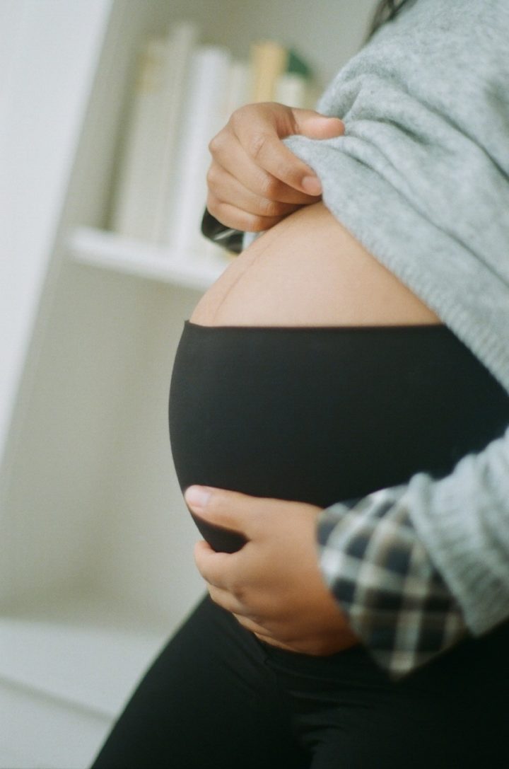 pregnant belly in profile