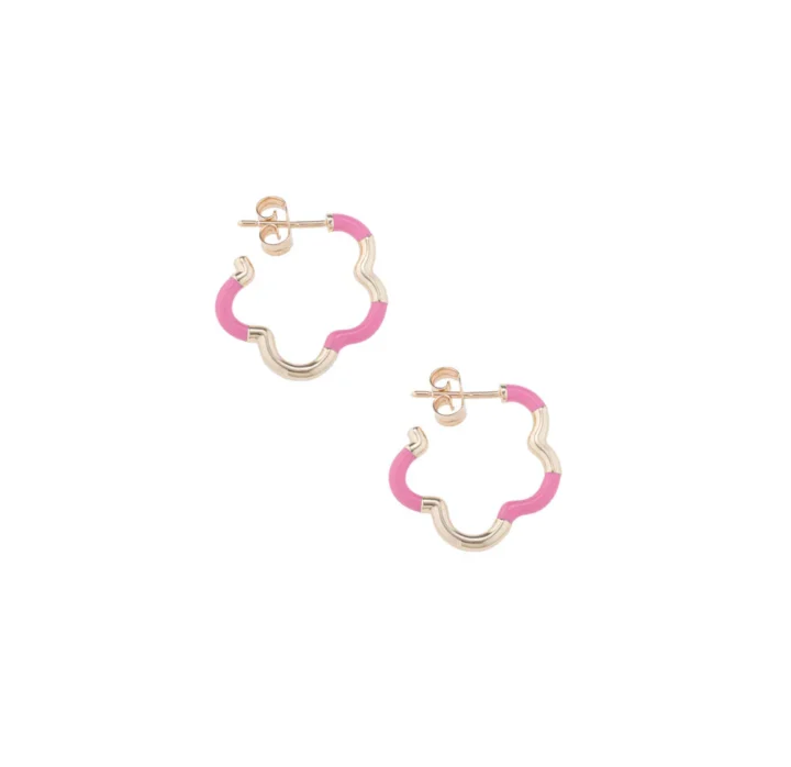 Pink and white earrings