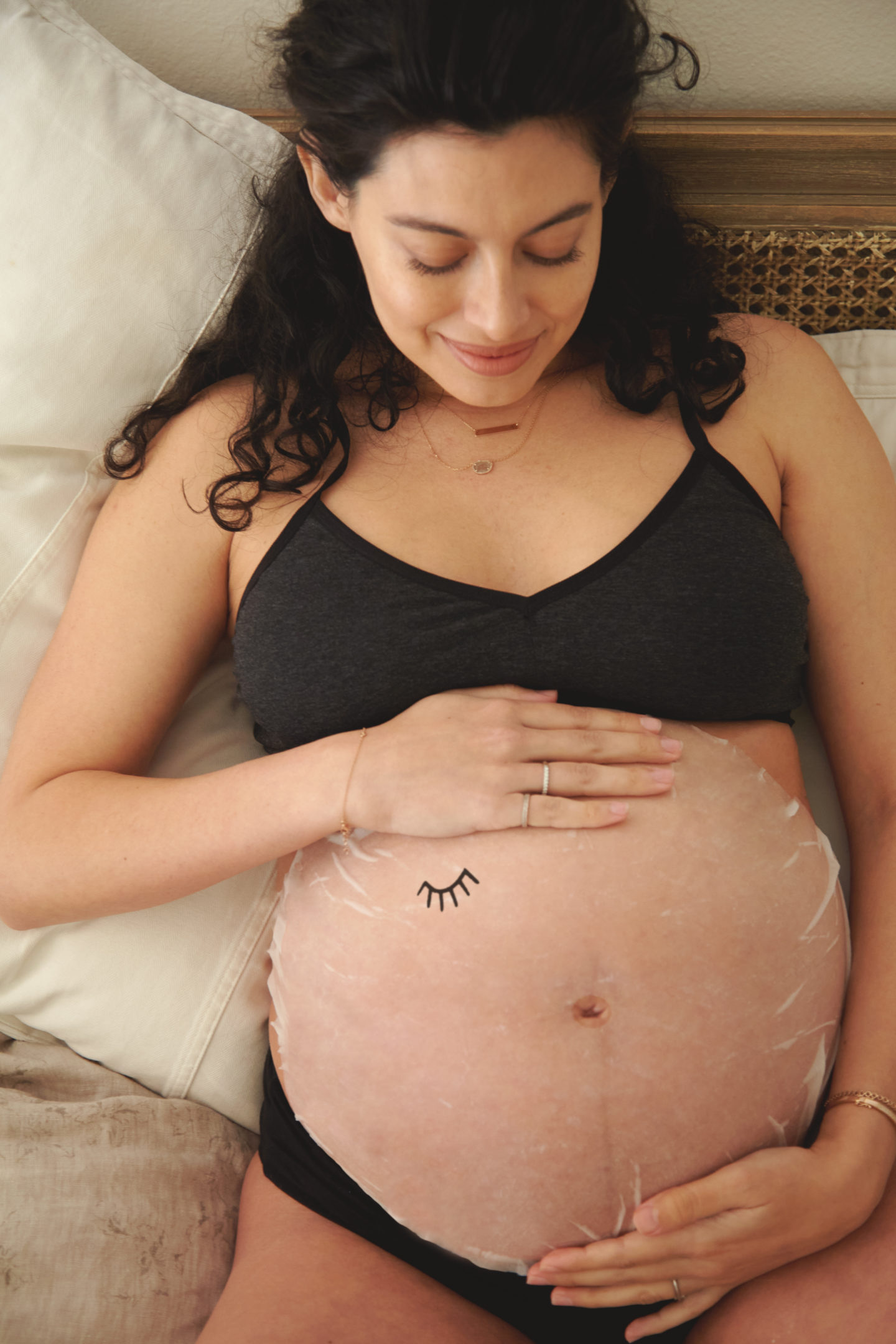 Pregnant Woman wearing Belly Mask from Hatch