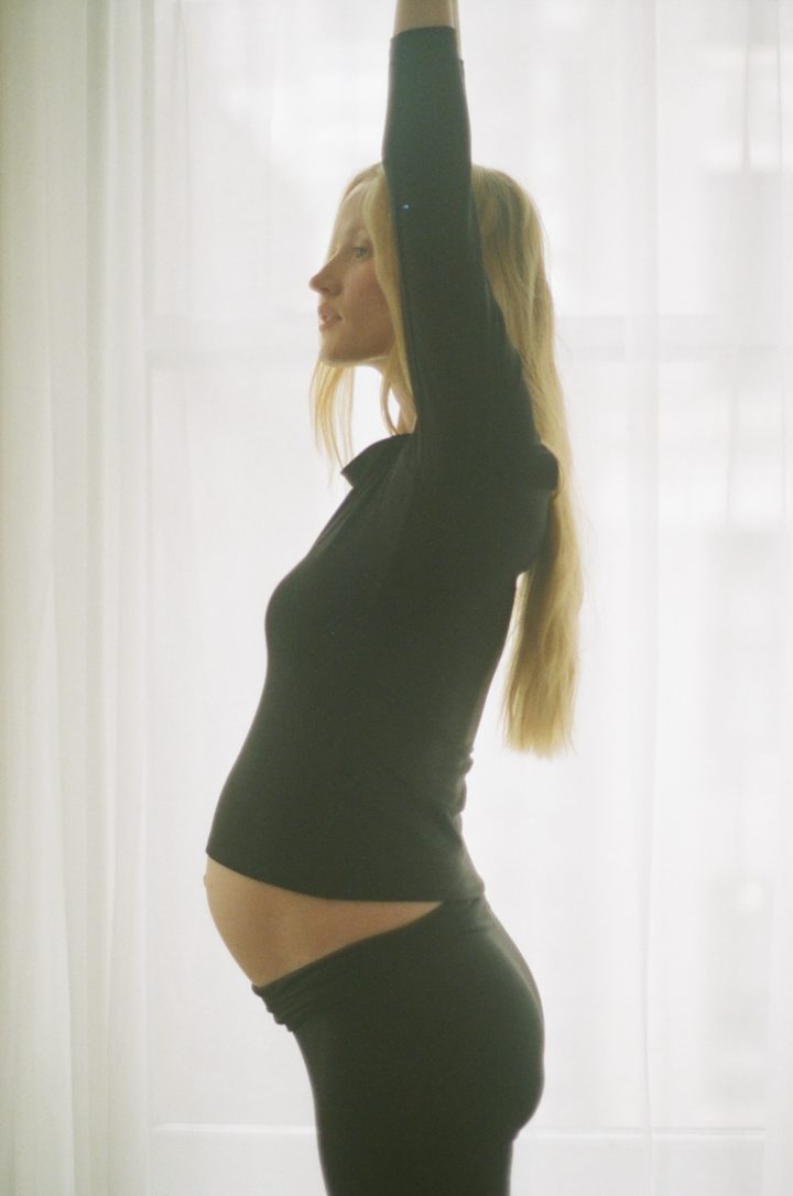 pregnant woman in profile