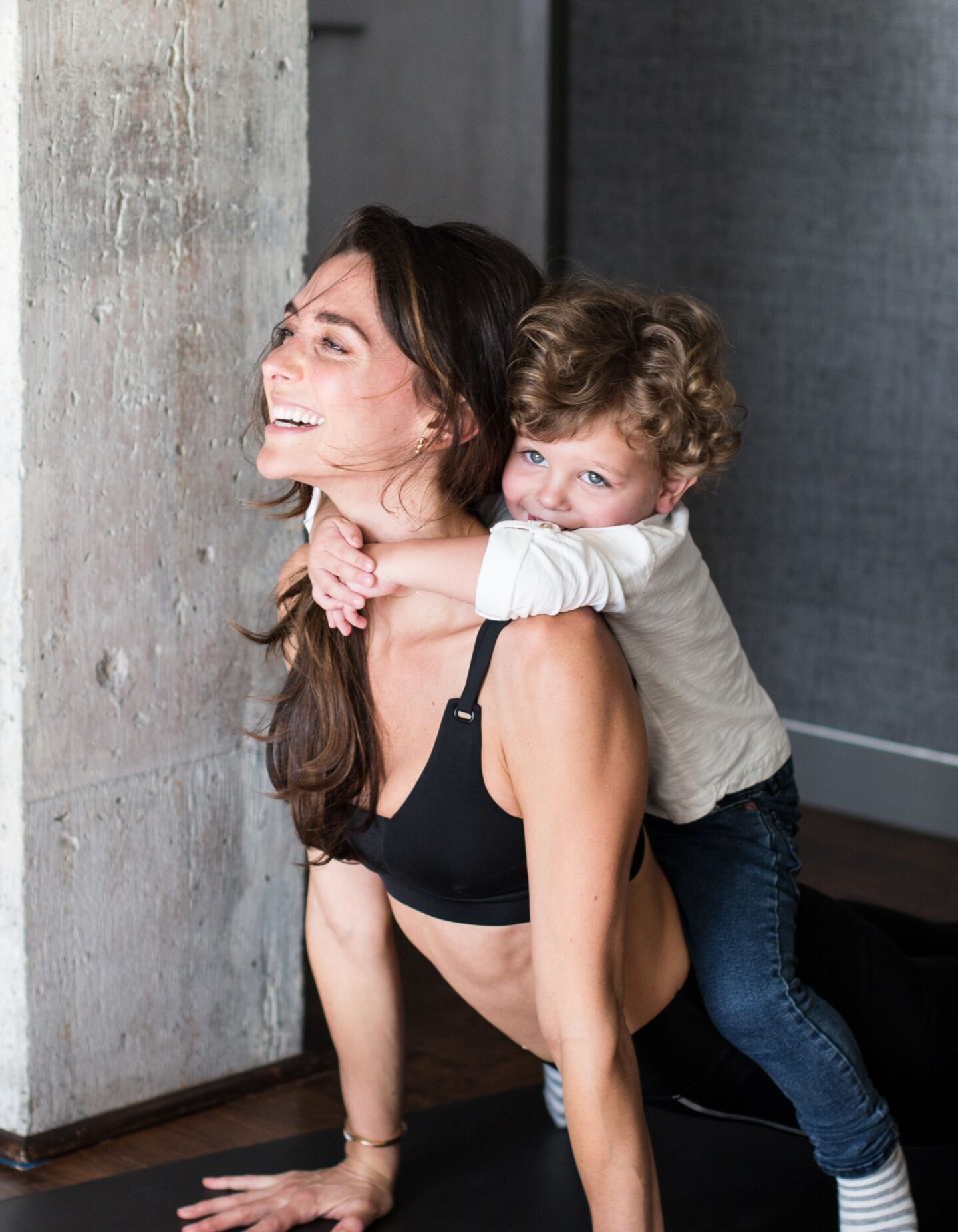 Melissa Wood does yoga with her baby